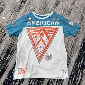 American Fighter Short Sleeve T-Shirt Blue/Black, Athletic, Two-Sided, Large